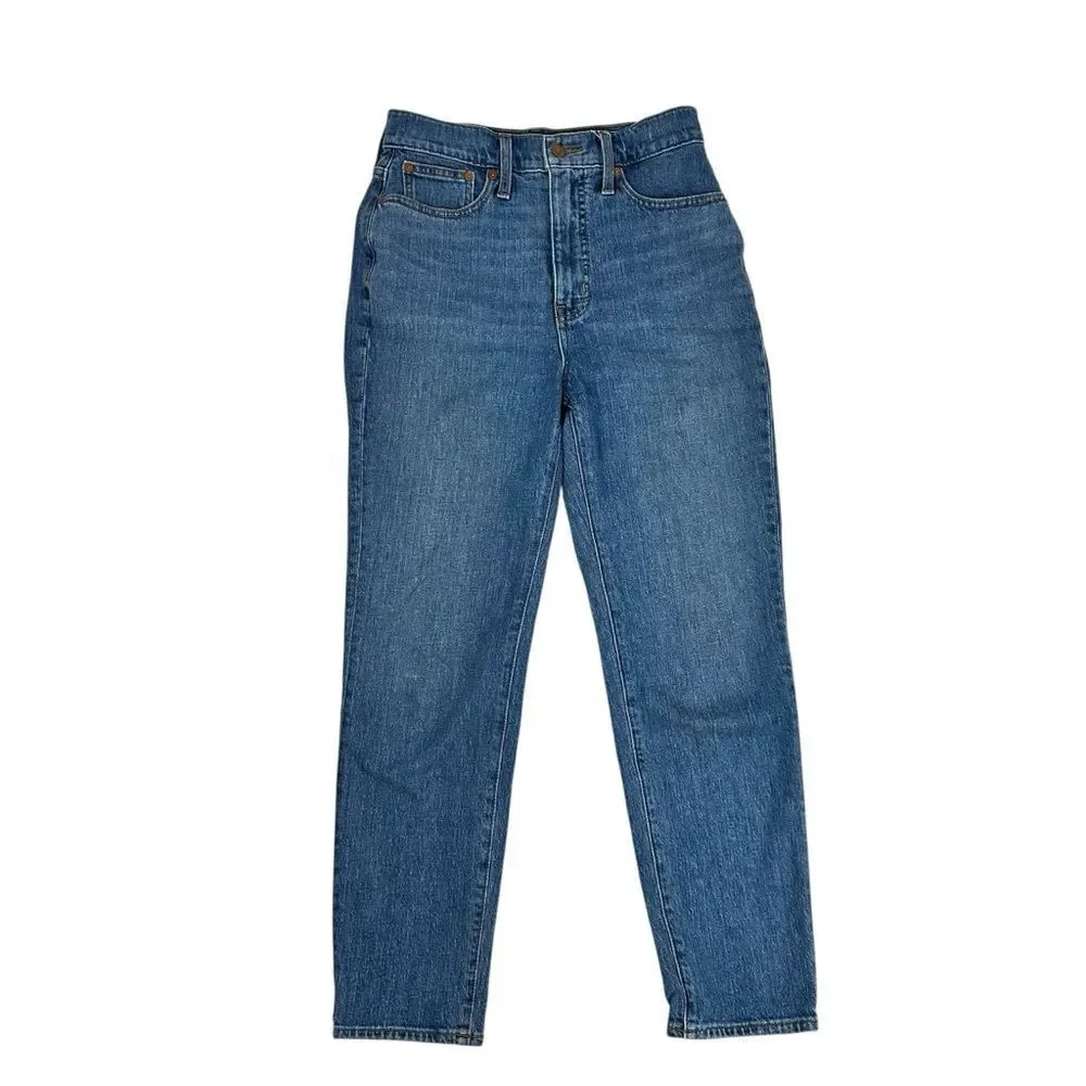 Madewell Jeans Womens Size 26 Straight Blue Denim Stretch The MomJean High Rise